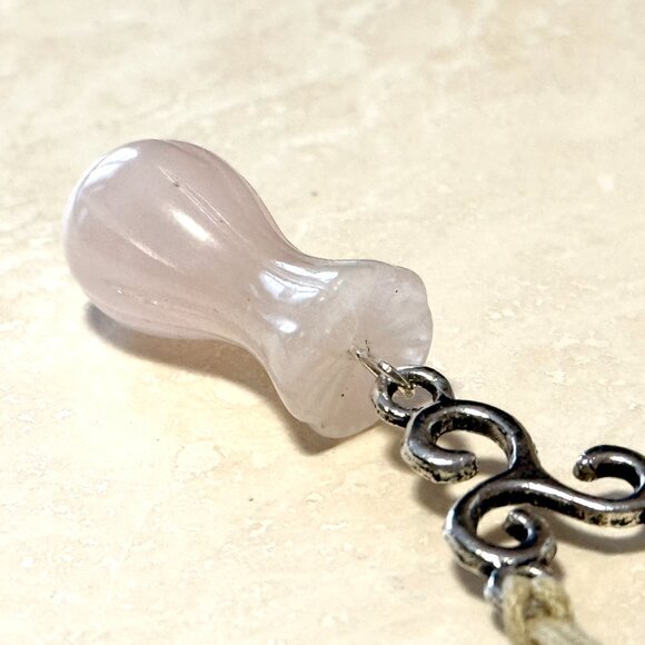 2/$20, Natural Rose Quartz Flower Bud Necklace, Genuine Gemstone Cord Necklace - Picture 5 of 12